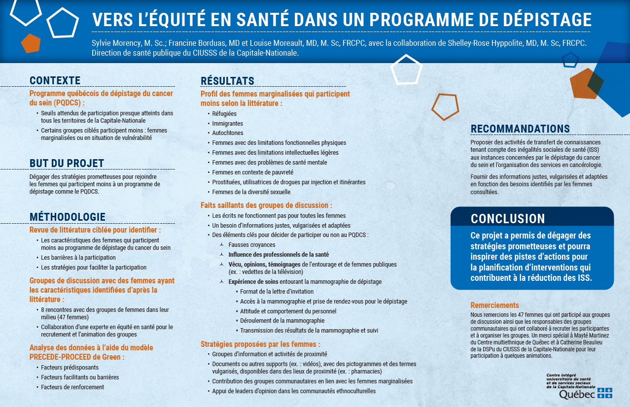 Showcase Image for Vers l’équité en santé dans un programme de dépistage 