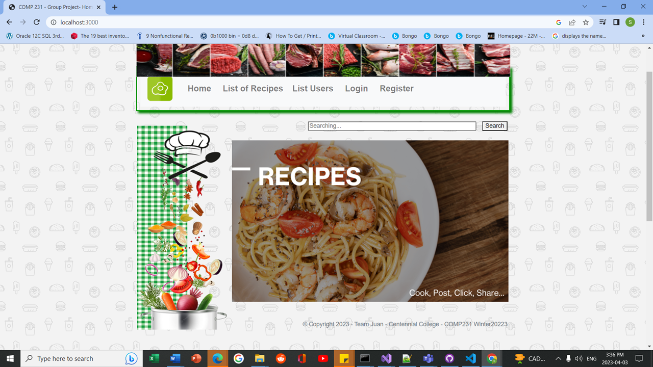 Showcase Image for Web Application for Recipes