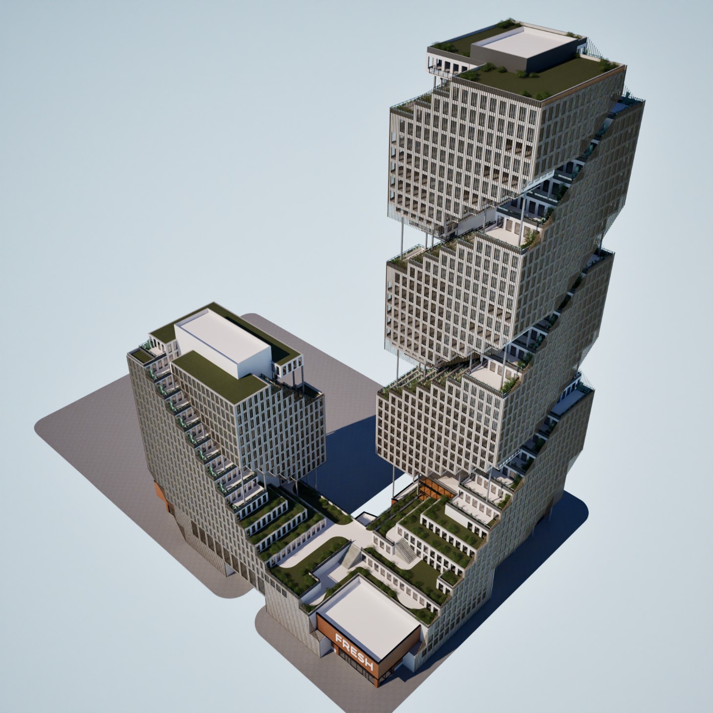 Showcase Image for ARCH 03 - The N(eighbourhood) Tower _ Mixed-use Building Project