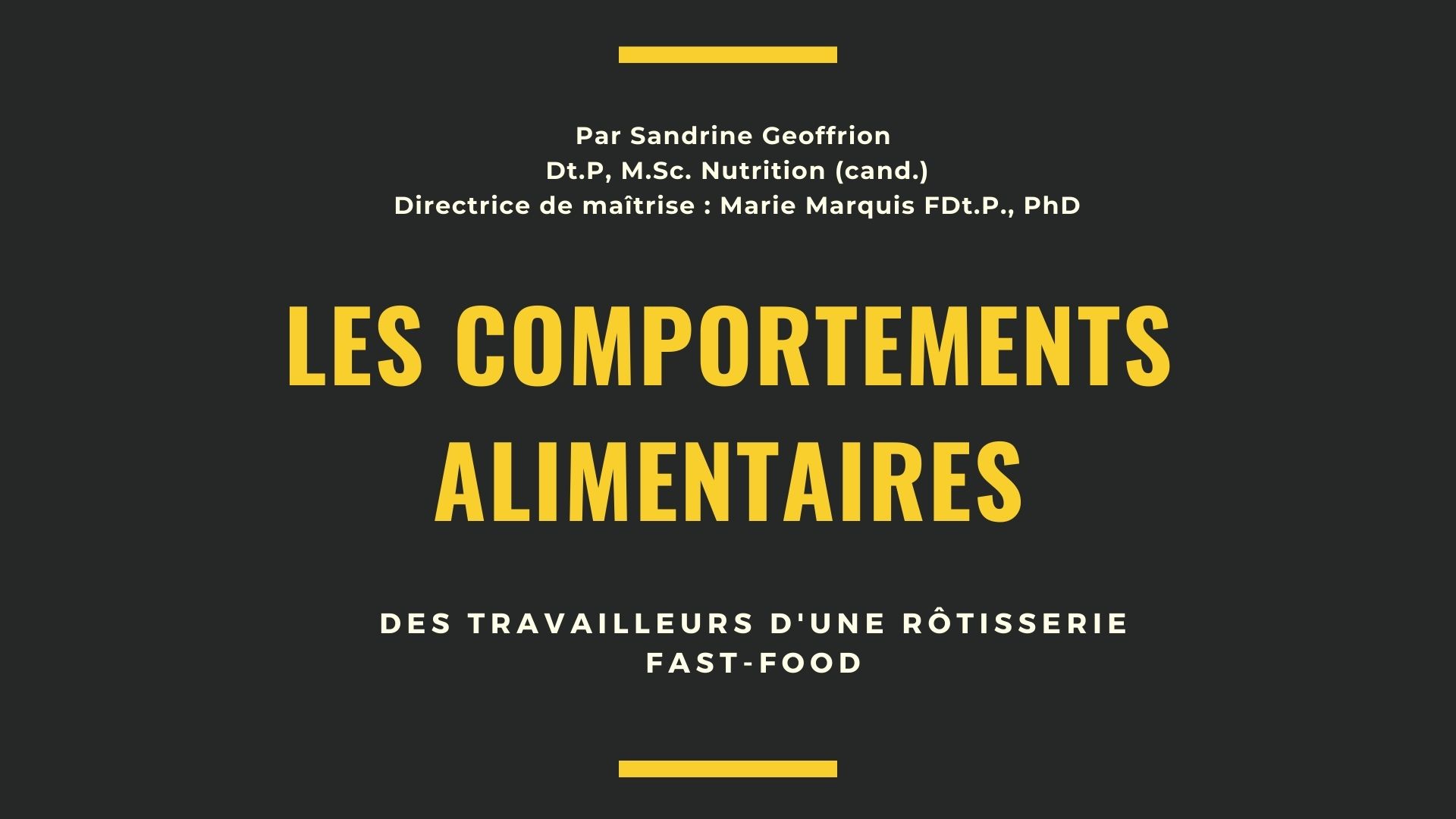 Showcase Image for Les déterminants des comportements alimentaires des employés travaillant dans une rôtisserie de type fast-food : une étude qualitative utilisant l’entretien et le Photovoice