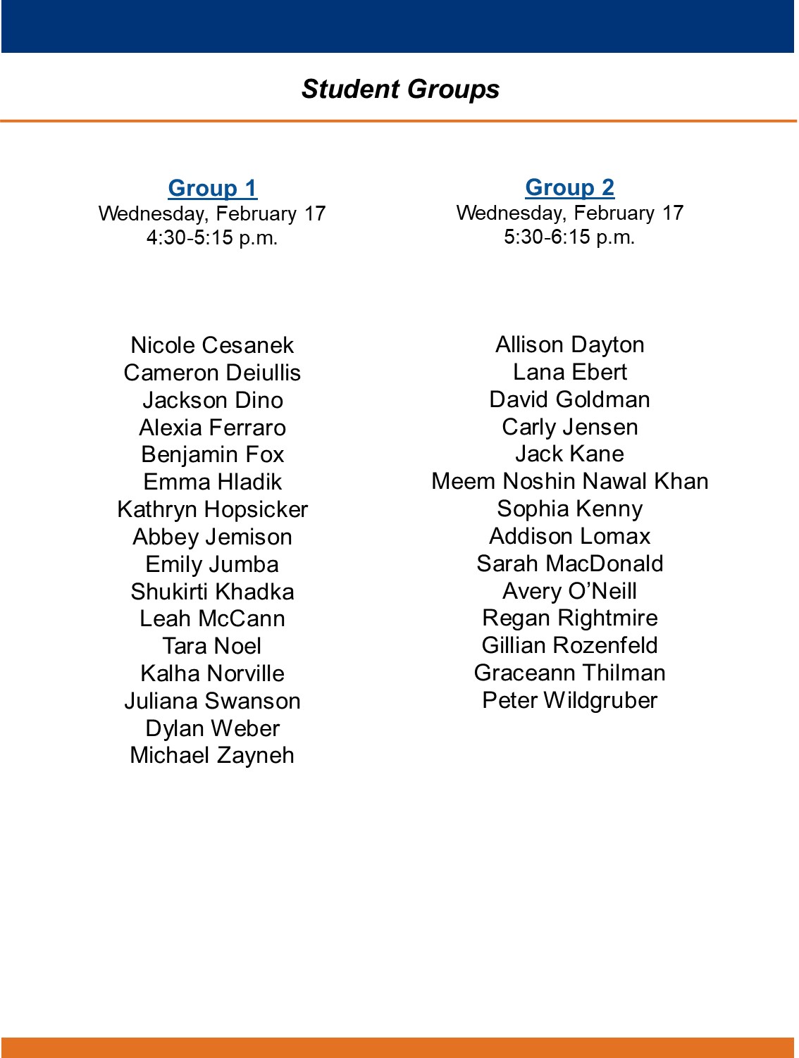 Showcase Image for Students listed by group