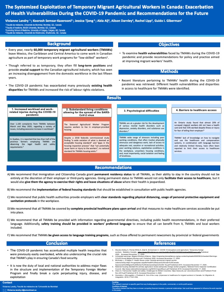 Showcase Image for The Systemized Exploitation of Temporary Migrant Agricultural Workers in Canada: Exacerbation of Health Vulnerabilities During the COVID-19 Pandemic and Recommendations for the Future